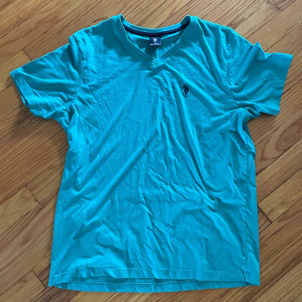 U.S. Polo Assn. Men’s Teal V-Neck Logo Tee